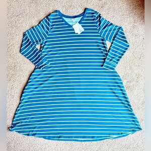 LuLaRoe Blue and White Striped Dress